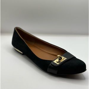 GIVENCHY - Suede Shark-Lock Ballerina Flat, Black